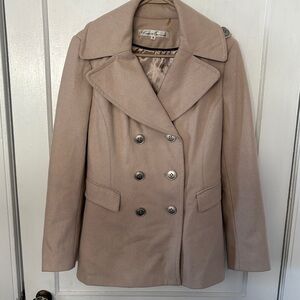 Calvin Klein Women's Beige Double-Breasted Pea Coat